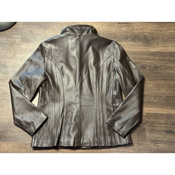 Genuine Leather Jacket East 5th Petite Medium Brown - Picture 7 of 12